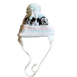 Disney Heres Mickey Stocking Cap Minnie Mouse Pom Ear Covers White Sz Baby-2 yrs